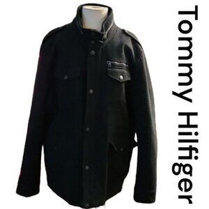Tommy Hilfiger Men's XL Black Gray Wool Jacket
